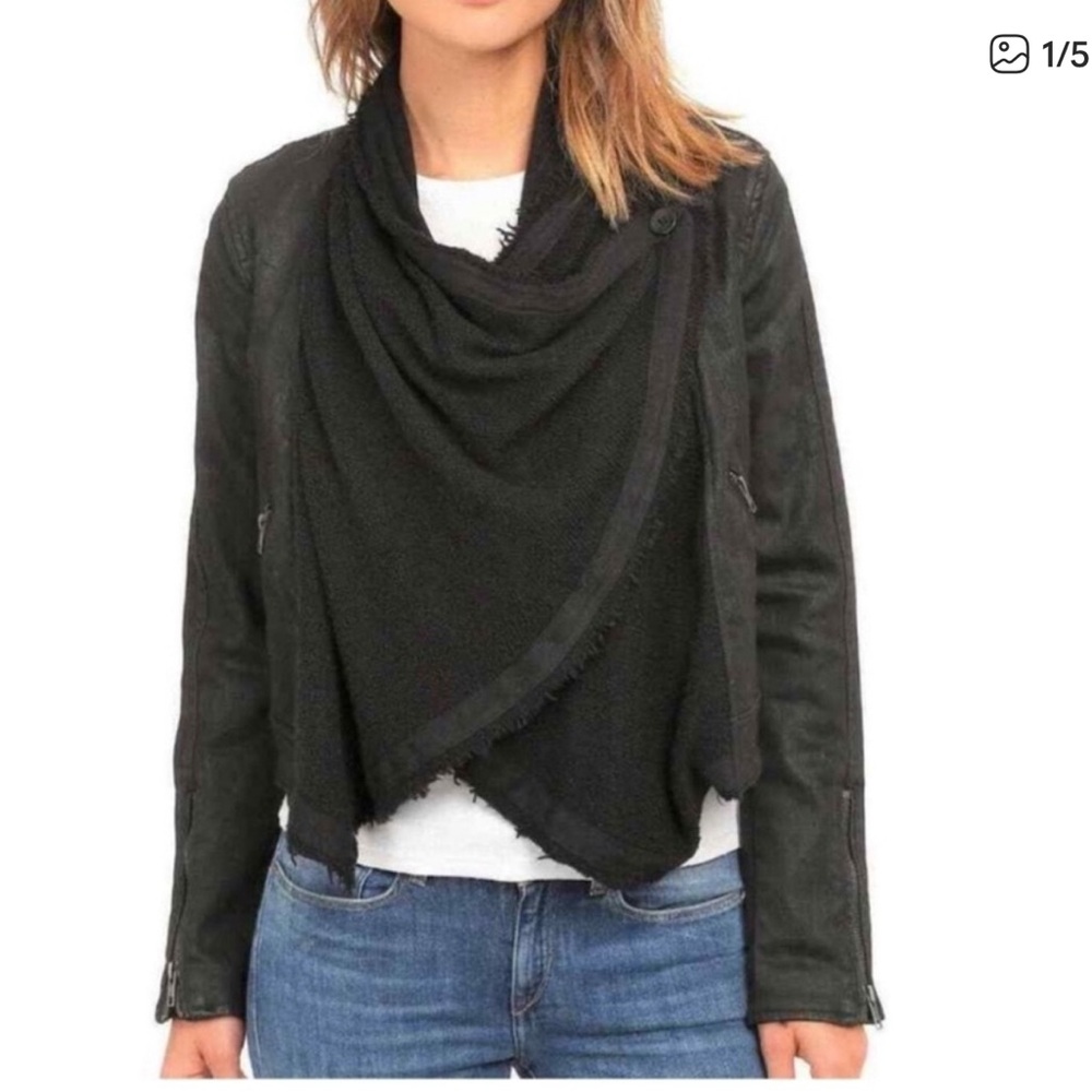 Free People size 6 black draped front moto jacket